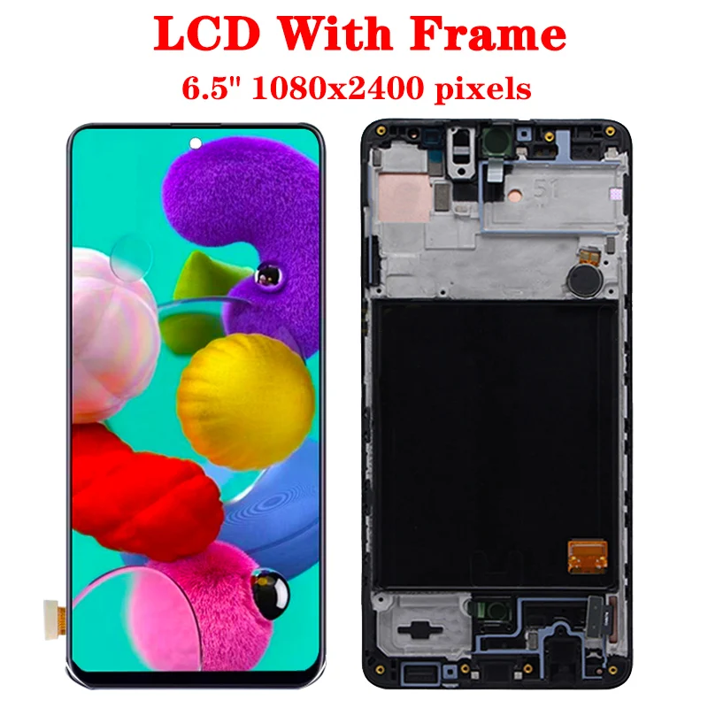 Qualità TFT per Samsung A51 A515 A515F A515F/DS A515FD Display Lcd Touch Screen Assembly con cornice per Samsung A51 LCD