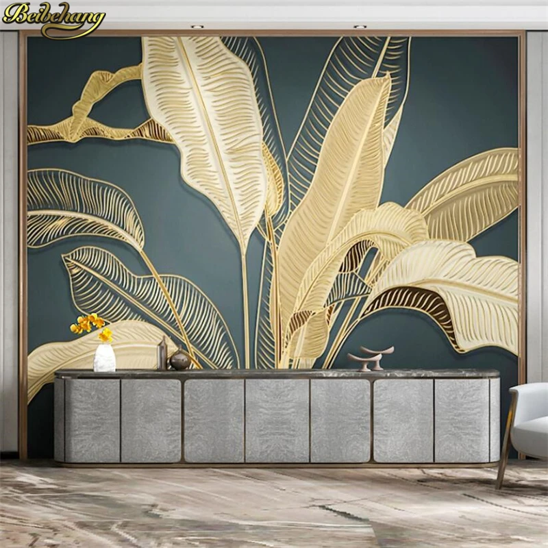 Customized 3D Retro Chinese Plantain Design Beibehang Wallpaper Mural Light Theme Luxury TV Background Living Room Bedroom Decor