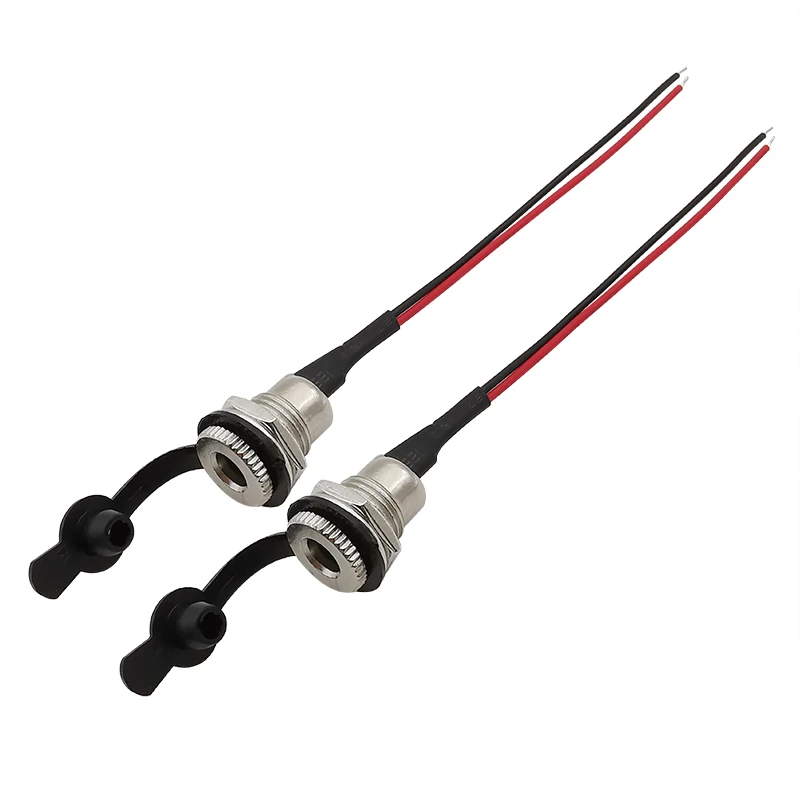 2/5 Stück DC099 5,5 mm x 2,1 mm DC-Steckdose mit Gewinde, Buchsenadapter mit 20 AWG-Kabel, Drähte, 10/15/20 cm DC-099 – Detail 2