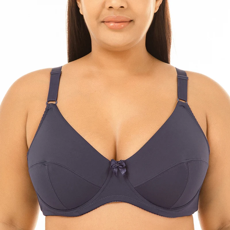 Plus Size 80-120 Big Cup C D E F G Cup Unlined Bra Women Basic Underwear Full Coverage Underwire Supportive Brassiere 6 Colors