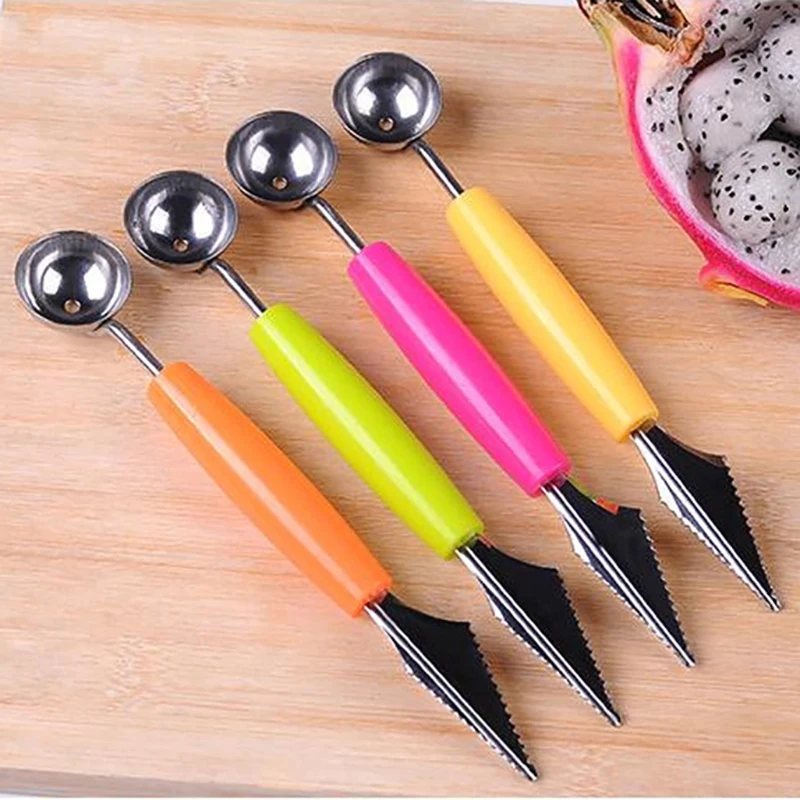 Double-headed Watermelon Melon Fruit Carving Knife Cutter Creative Ice Cream Dig Ball Scoop Spoon Baller Kitchen Accessories