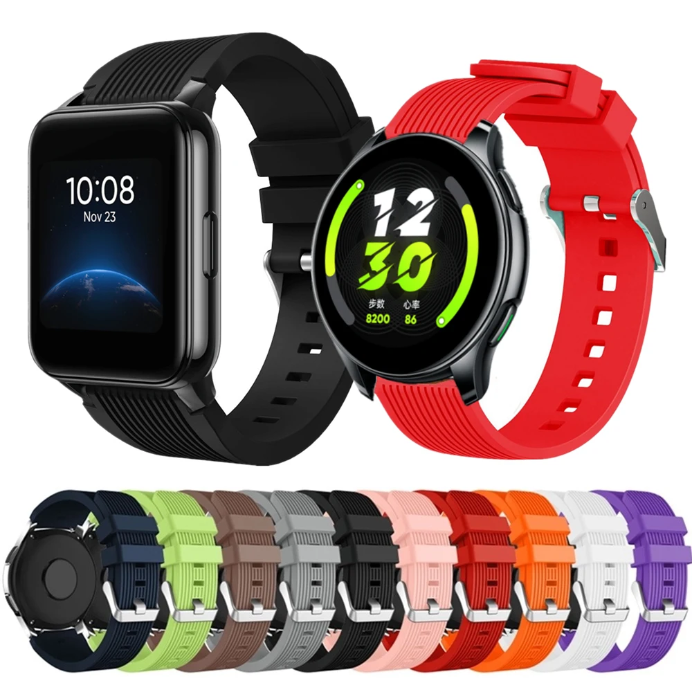Pulseira de silicone para realme watch 2 t1 s pro pulseiras smartwatch para huami amazfit gts 3 gtr 3/2/2e acessórios pulseira esportiva