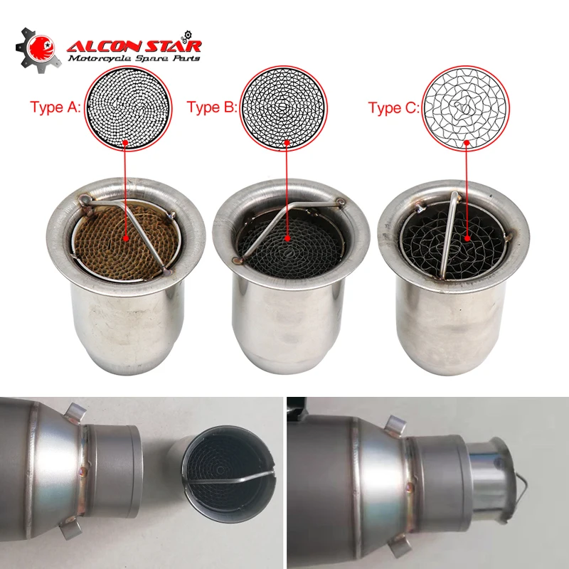 Alconstar- 51mm/60mm Inlet Motorcycle Exhaust Muffler Catalyst DB Killer Moveable DB Killer Silencer Noise Sound Eliminator Race