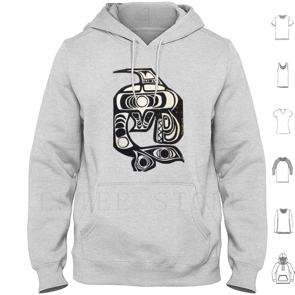 Sudaderas con capucha Pacific-Northwest Orca, arte nativo de la orca de la tribu Salish, estilo Lino, sin digitalizar, Hoodlum