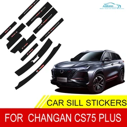 For Changan CS75 Plus 2023 2022 2021 Car Sticker Door Carbon Leather Fiber Sill Plate Stickers Accessories Protector Decals