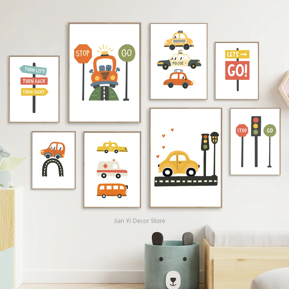 Truck Car Ambulance Nursery Traffic Boy Wall Art Canvas Painting Nordic Posters And Prints Pictures For Kids Room Home Decor