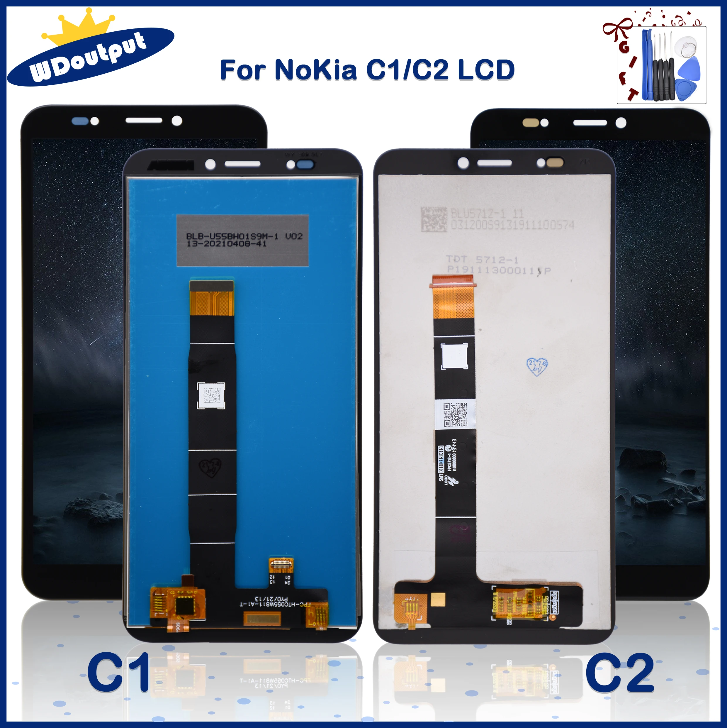 شاشة عرض LCD مقاس 5.45 بوصة لهاتف نوكيا C1 TA-1165 تعمل باللمس مع محول رقمي للاستبدال 5.99 بوصة لهاتف نوكيا C2 LCD