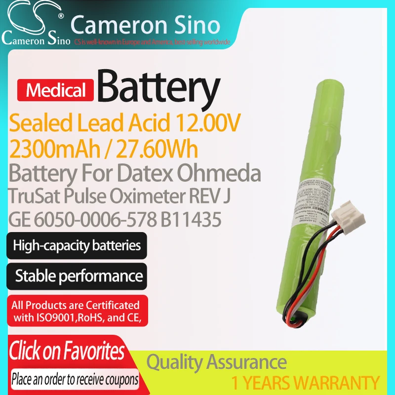 CameronSino Battery for Datex Ohmeda TruSat Pulse Oximeter REV J fits GE 6050-0006-578 Medical Replacement battery 3600mAh 4.80V