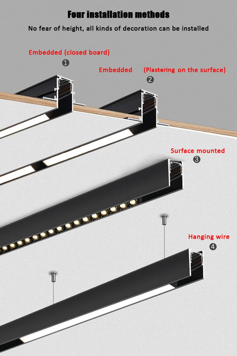 QIUBOSS Modern Magnetic Track Lights Embedded LED Spotlight Downlight Living Room Without Main Light Lighting Grille Lamp Series