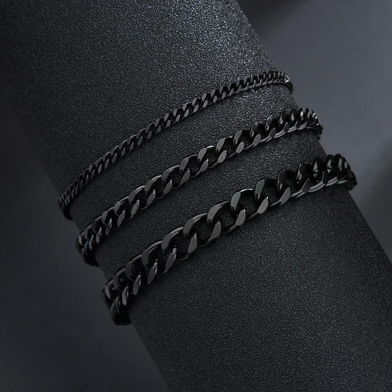 High Quality Stainless Steel Bracelets For Men Women Black Punk Curb Cuban Link Chain Bracelets On the Hand Jewelry Gifts trend