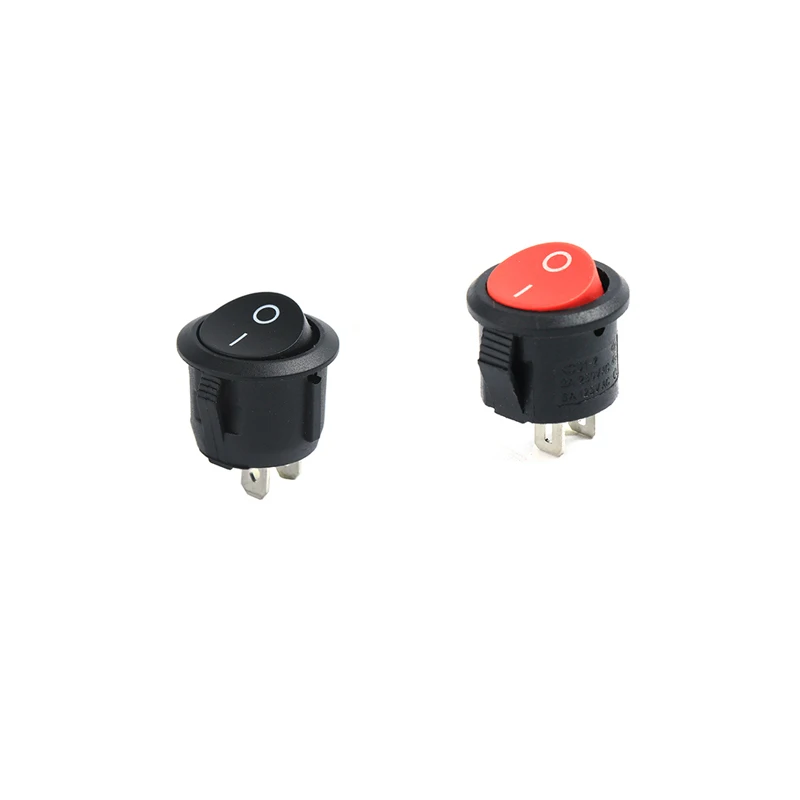 5Pcs/Lot 15mm Small Diameter Round Rocker Switch Black Mini Round Black White Red 2 Pin ON-OFF Rocker Switch KCD1 Rocker Switch