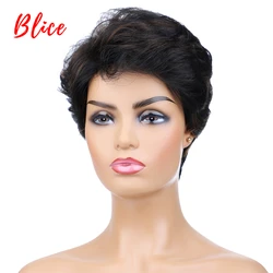 Blice Synthetic Hair Mix Color Short Straight Wavy For Women Heat Resistant Kanekalon Wig P1B/30 Daily Wigs 4Inch Curly Lady Wig