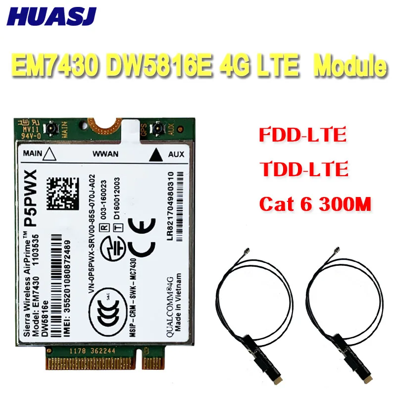 

Huasj для EM7430 DW5816e GOBI6000 cat6 300M 4G LTE WWAN DW5816e для 7280, 7285, 7290, 7389, 7390, 7480, 7490, E7470