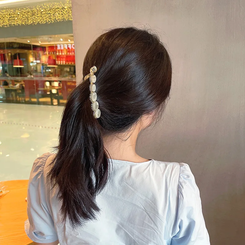 1PC Marble Grain Hair Claw Clips Banana Clip High Ponytail Holder Non-slip Hairpin Hair Accessories for Women