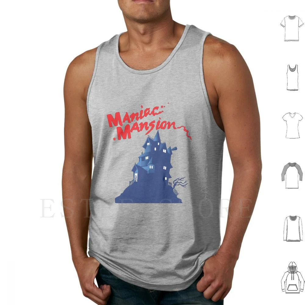 Maniac Mansion Tank Tops Vest Sleeveless Spectrum Amstrad Commodore 64 C64 Amiga Vintage 80s 1980s Mud Retro Lucasarts