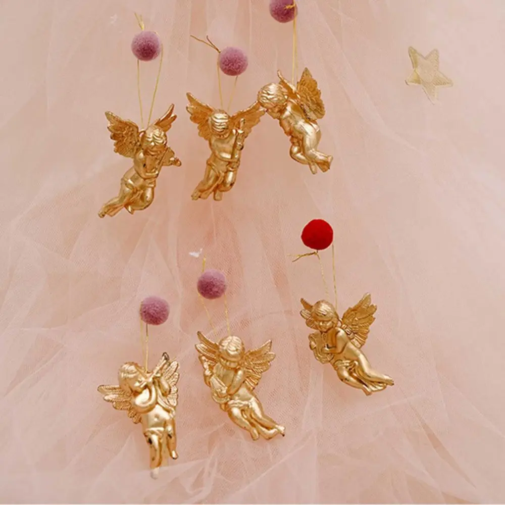 

Cherub 6Pcs Christmas Tree Decor DIY Creative Gold Silver Angel Ornament Angels Figurine Hanging Ornaments Angel Pendant