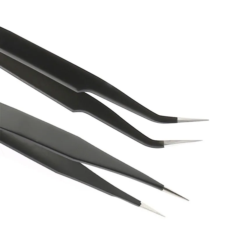 6pcs Anti-static ESD Stainless Steel Tweezers Maintenance Tools Industrial  Curved Straight Tweezers Repair Tools