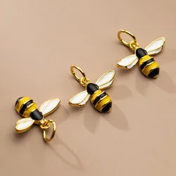 1pc 925 Sterling Silver Fashion Gold Color Bees Dangle Charm Bracelets Necklace Silver Pendants Decorations DIY Jewelry Making