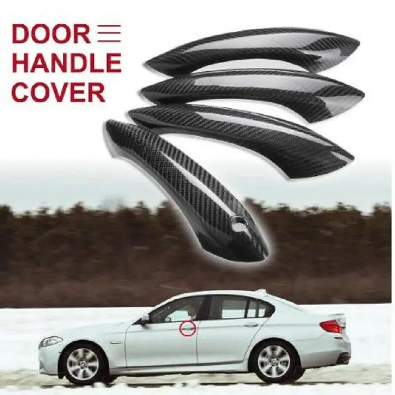 Real Carbon Fiber Car Exterior Door Handle Cover Trims External Accessories Fit For BMW F10 520i 535i GT M5 M6