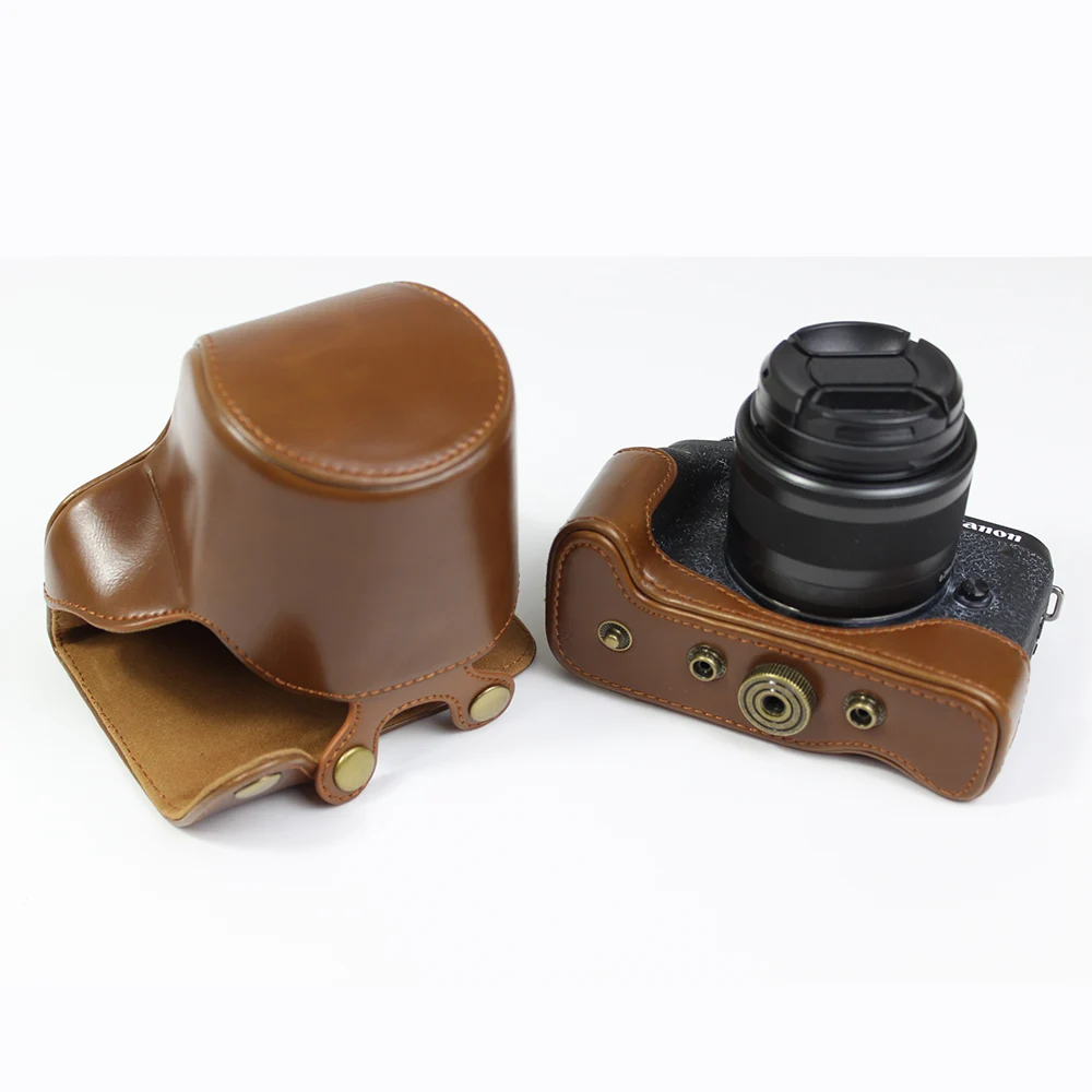 المحمولة بولي Case حافظة جلدية حقيبة كاميرا غطاء لكانون EOS M6 M6II M6 MarkII M3 واقية الحقيبة مع حزام الكتف