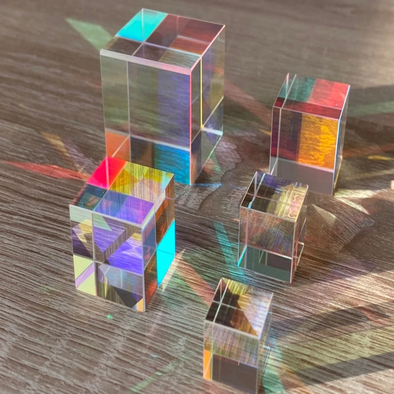 Optical Glass Square Prism 5mm Cubic Science Cube Optical Prisma Photography with Hexahedral Prism Home Decoration Prism Glass