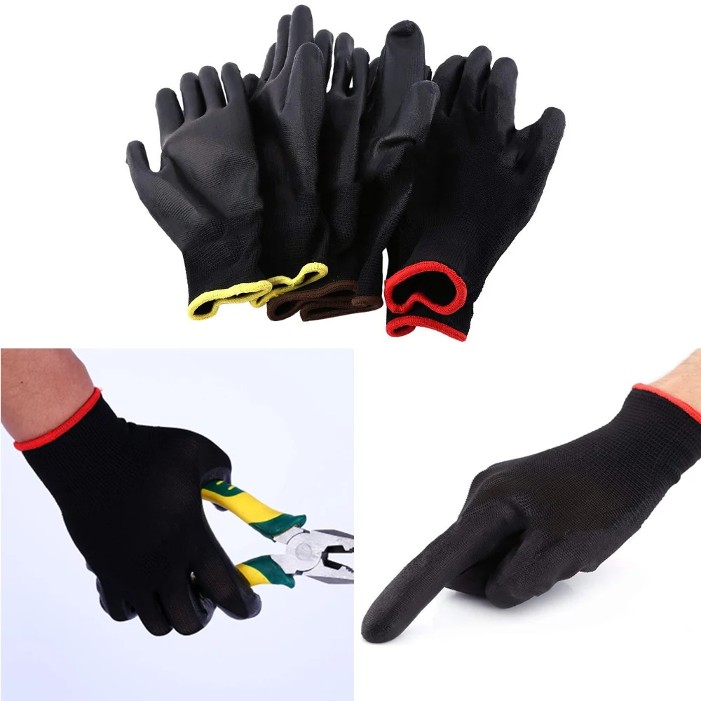 

12pair/Pack Pu Nylon Safety Coating Work Gloves Work Protective Builders Gardening Hands Proteaction Gloves Safty Work Supplies