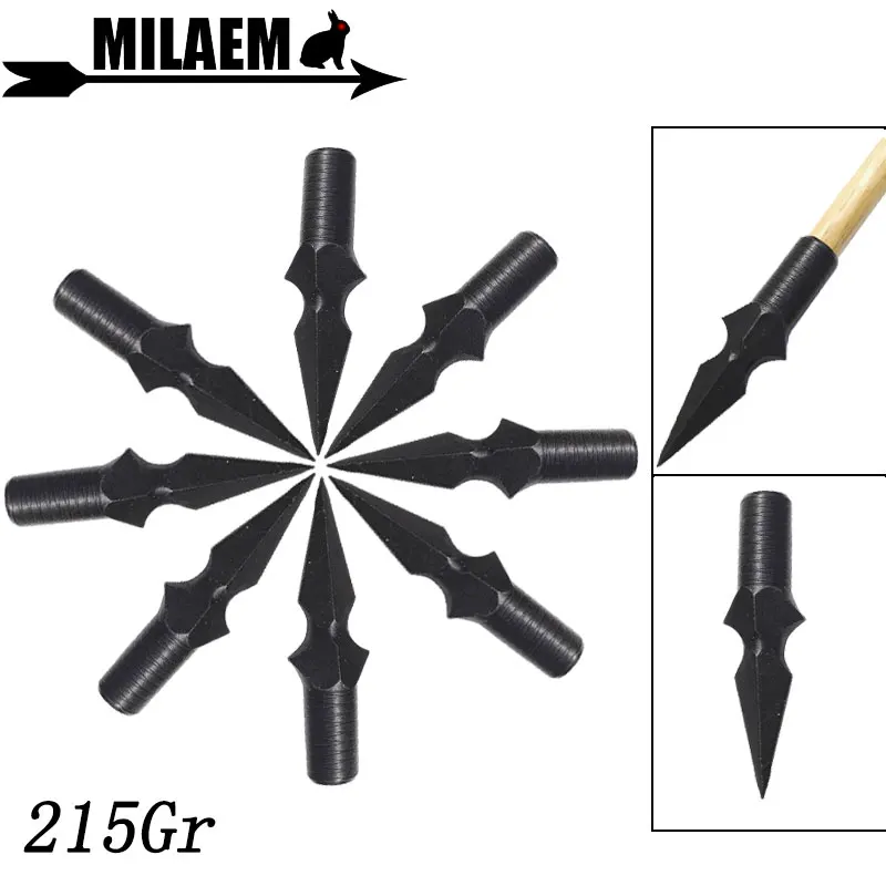 3/6/12pcs 215Gr Archery Traditional Arrowhead Stainless Steel Target Arrow Point Arrow Tips Broadhead Shooting Arrow Accessories