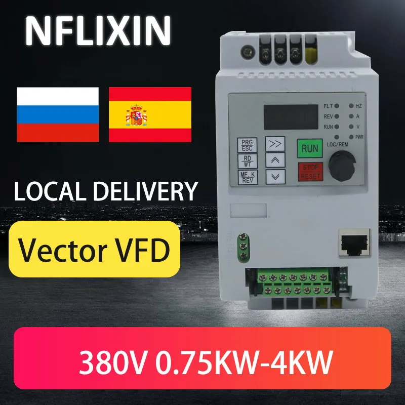 4KW VFD frequency converter 3phase 380V vector control VFD inverter module 9.5A output 50 60Hz fit for 4kw motor CT100G-4T-4.0G