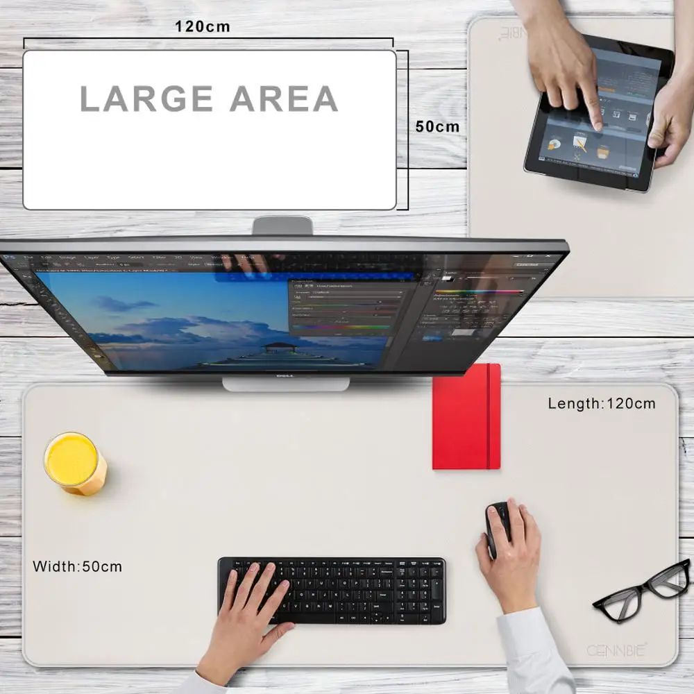 CENNBIE Large PU Leather Mouse Pad 120*50CM Big Keyboard Mat Extended Leather Desk Pad&Mate for Office, Household, Gaming,School