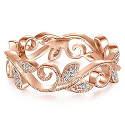 Anillo de compromiso romántico de Color oro rosa para mujer y niña, joyería creativa de hojas de vid, anillo de boda para fiesta