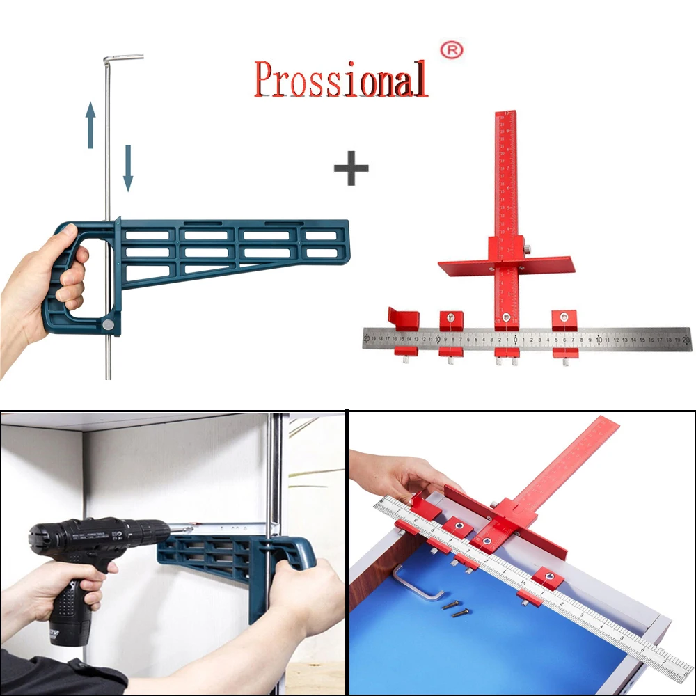 

Multifunction Cabinet Hardware Jig Drawer Pull Wood Drilling Dowelling Hole Jig Furniture Punching Tool True Position Tools