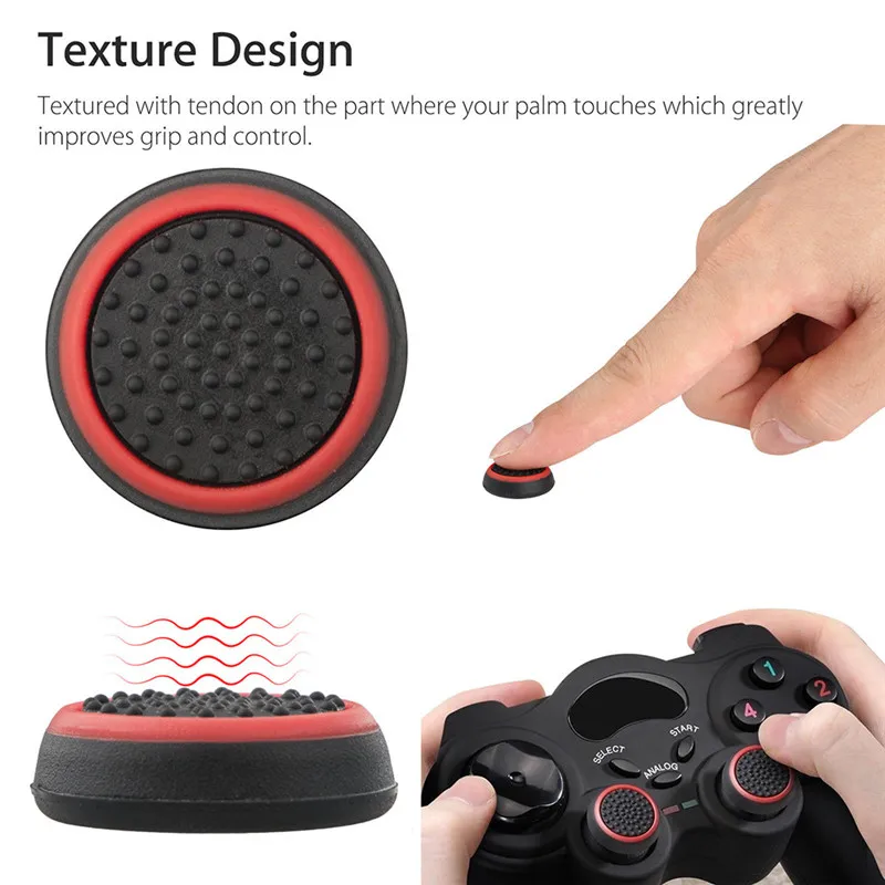 4pcs Silicone Analog Thumb Stick Grips Cover For Xbox360 One Playstation 4 For PS4/PS3 Pro Slim Gamepad Cap Joystick Cap Cases