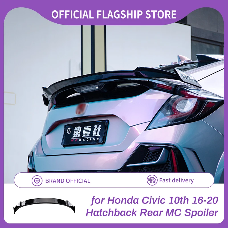 JDM Car Spoiler for Honda Civic 10th Hatchback Rear Spoiler MC Style Rear Trunk Spoiler ABS Gloss Black Wing Lip Trunk