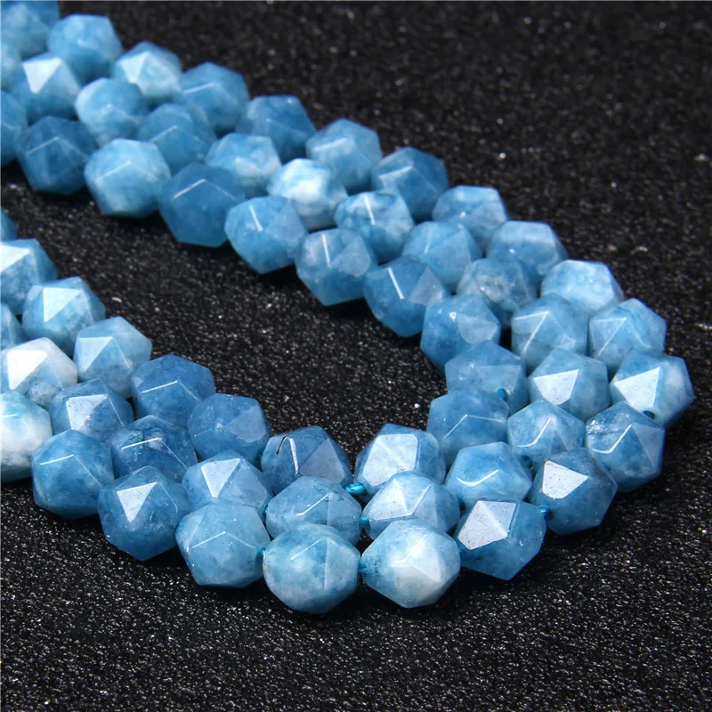 Natural Aquamarines Agat Faceted Stone Bead 8MM Apatite Amethysts Loose Spacer Beads Charm For Jewelry Making Handmade Findings