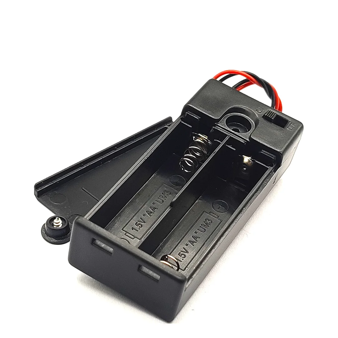 New 2 AA 3V Battery Holder AA Battery Box With Switch 2AA Battery Case With Cover Toy Accessories Model Parts Black