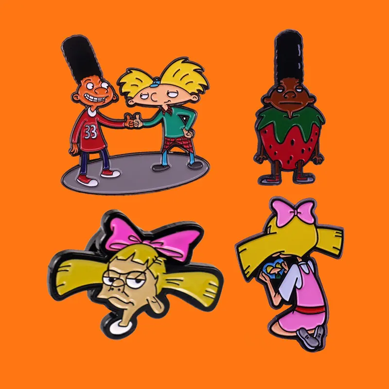 Hey, Arnold Enamel Pins Funny Animation Metal Cartoon Brooch Backpack Hat Bag Collar Lapel Badges Men Women Fashion Jewelry Gift