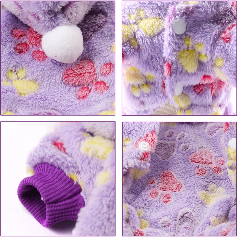 Warm Winter Pet Dog Clothes Fleece Jumpsuit for Small Dogs Chihuahua Yorkshire Cute Print Kitten Pajamas Puppy Clothing Costume