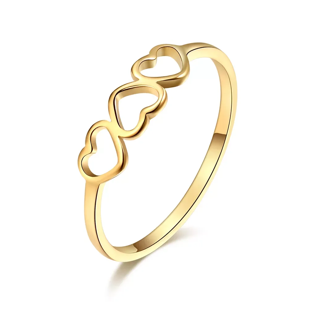 Anillo de acero inoxidable 316L para Mujer, Anillos de boda de Tres corazones, accesorios, joyería para Mujer, regalos