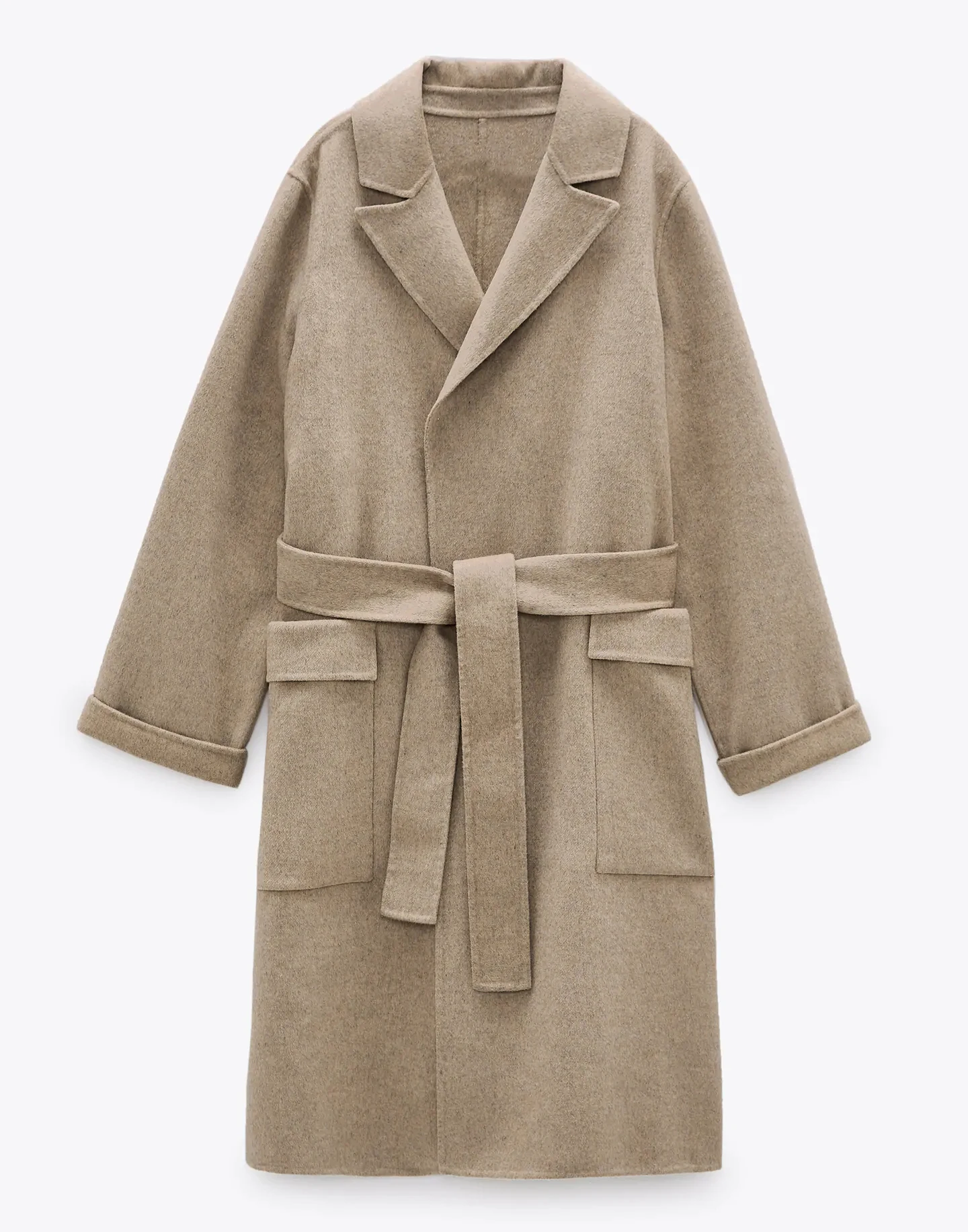 

New The new Two color A wool coat with a belt