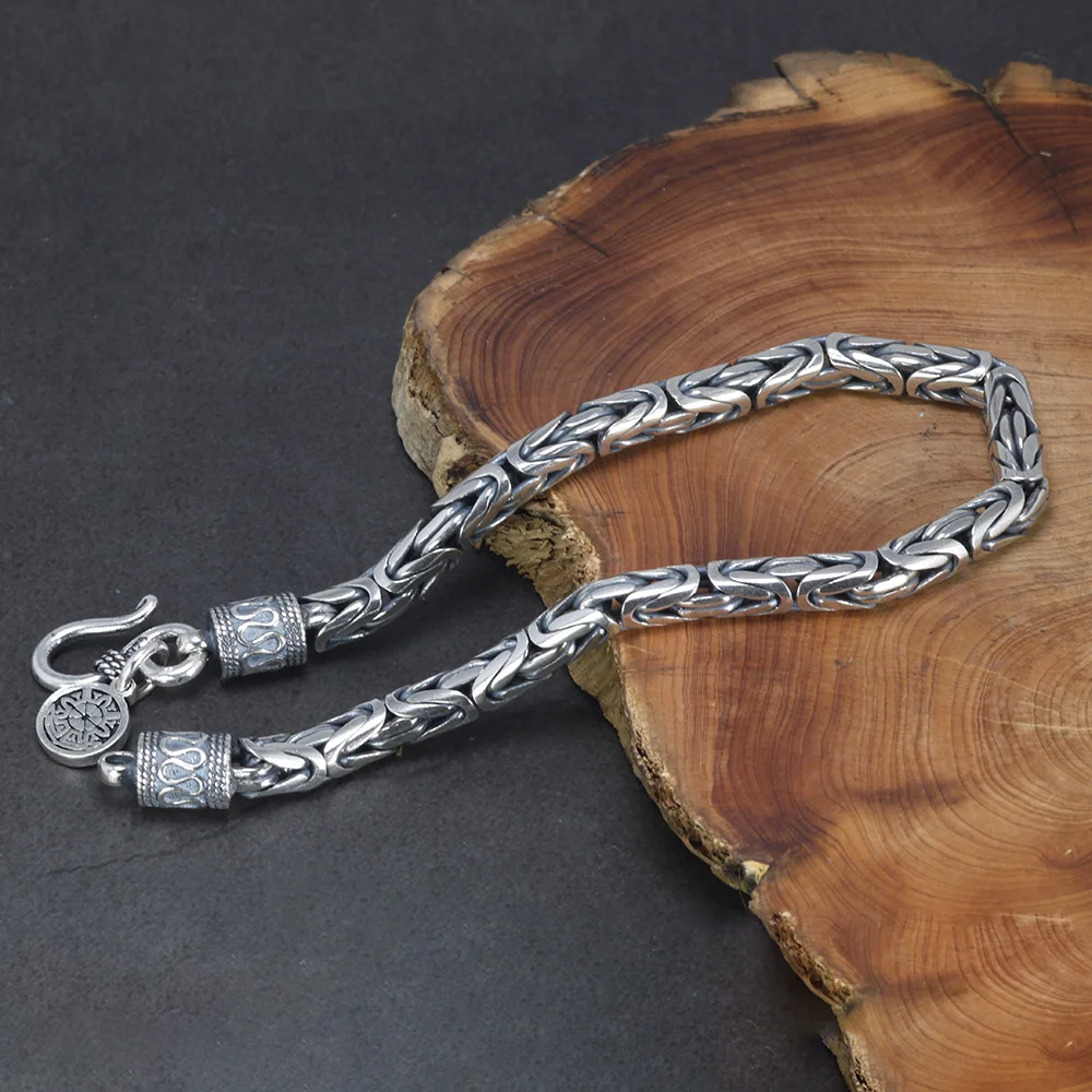 リアルピュア 925 スターリングシルバービザンチンブレスレット男性