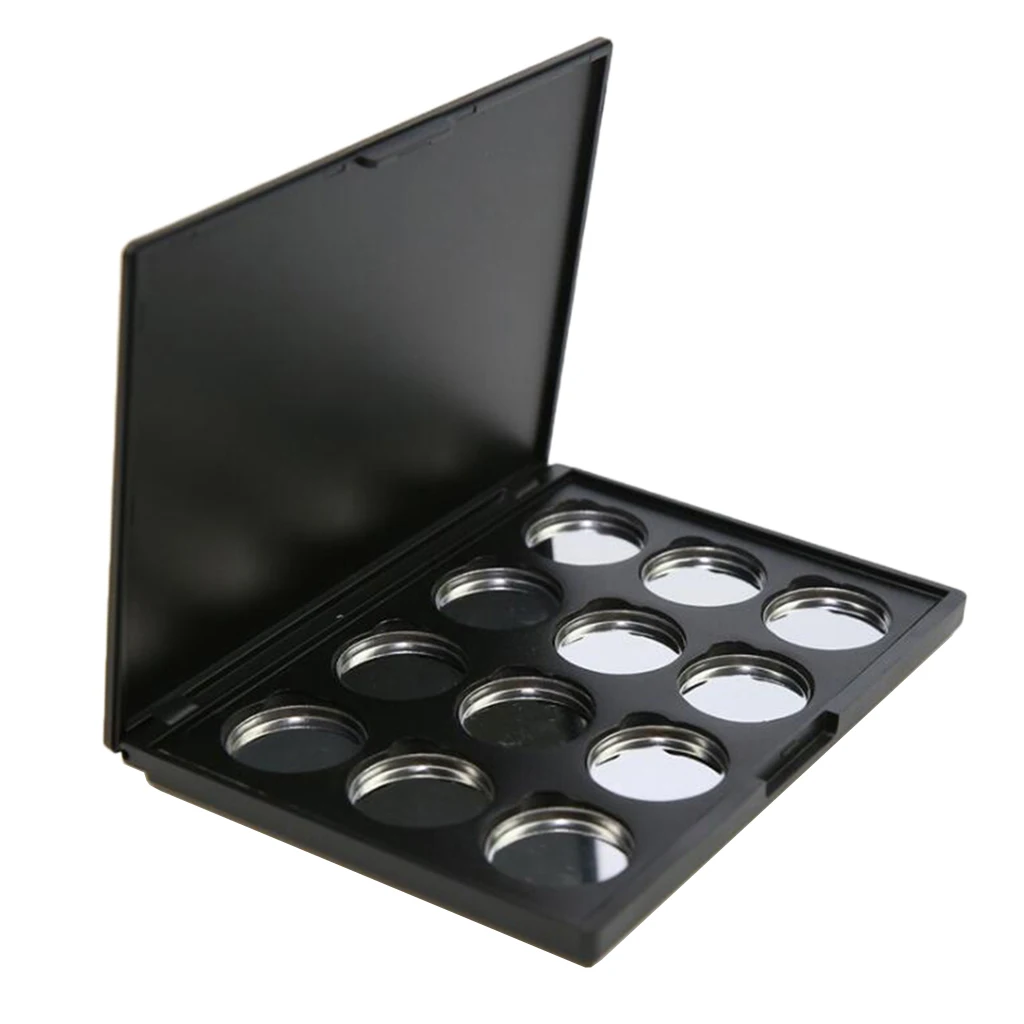 Empty Magnetic Palette for Eye Shadow Eye Makeup Loose Powders Storage, With 12 Pieces Inside Aluminum Pans, Black