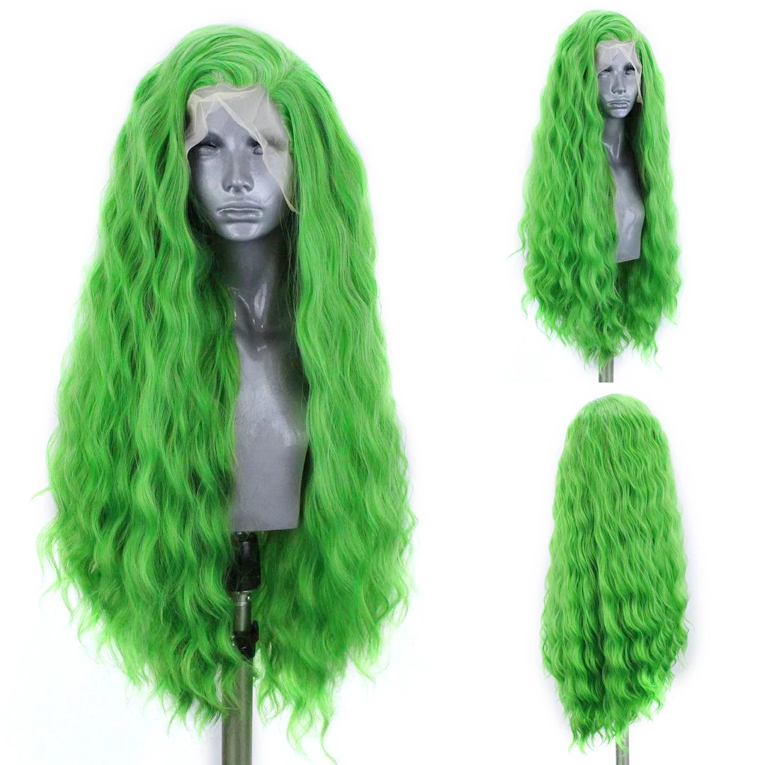 Charisma Lace Front Wigs Synthetic Hair Green Lace Wig Natural Hairline Lace Frontal Wigs For Women Cosplay Wigs Heat Resistant