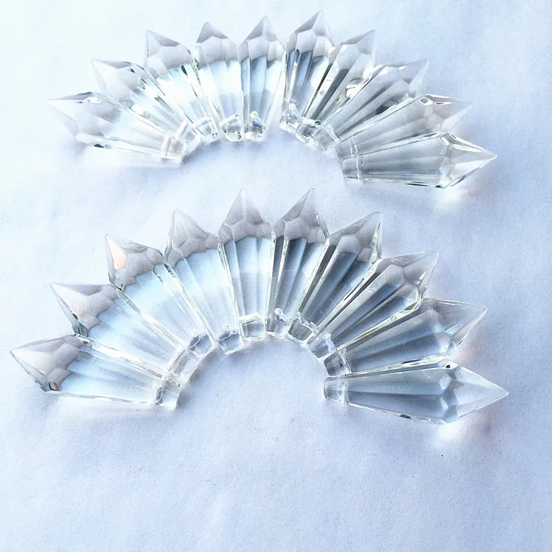 10pcs/lot 37mm Clear Chandelier Accessories Glass Crystals Glass Lamp Prisms Parts U-Icicle Drops Hanging Pendants+Free Rings