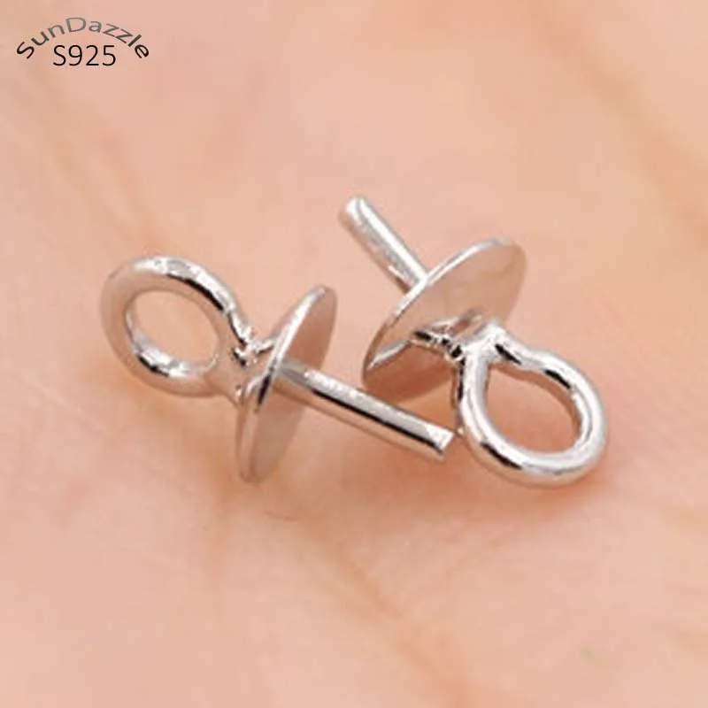 10pcs Genuine Real Pure Solid 925 Sterling Plain Silver Bead Cap Connectors For Pendants Earrings Base Cap Jewelry Findings