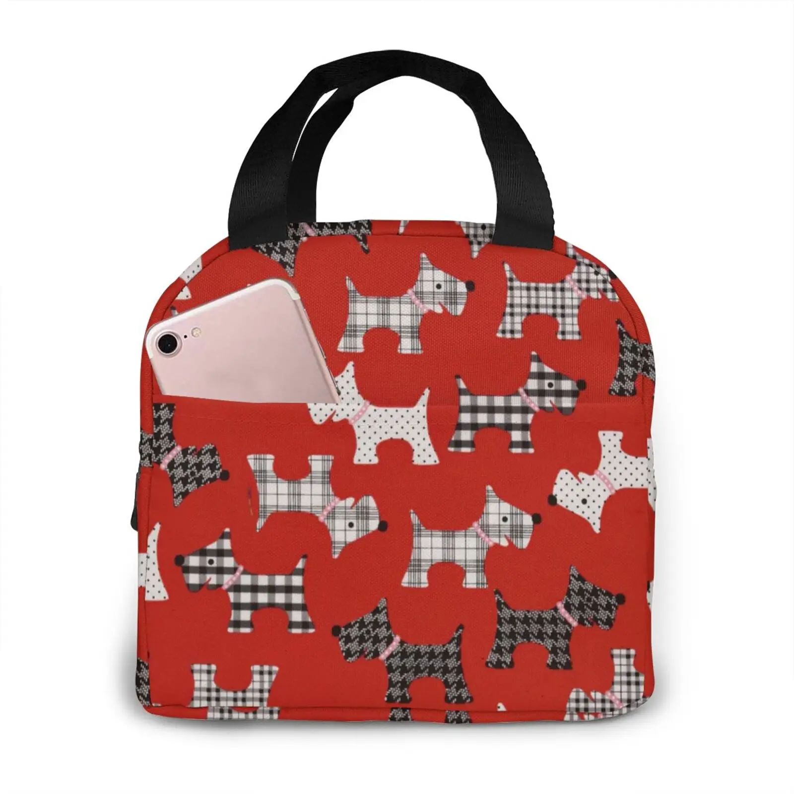 

NOISYDESIGNS Lunch Bag Portable Insulated Thermal Cooler Bento Funny Scotty Terrier Animal Lunch Box Tote Picnic Storage Pouch