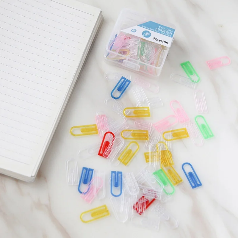 School Office Supplies 60pcs / Set Of Colorful Paper Clips Paper Clips Notes Clips Children'S Student Stationery