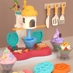 Puxida Colored Clay Dough Non-Toxic Manual Ice Cream Tree House Machine Diy Plasticine Mold Set For 3+ Children Girl Toy