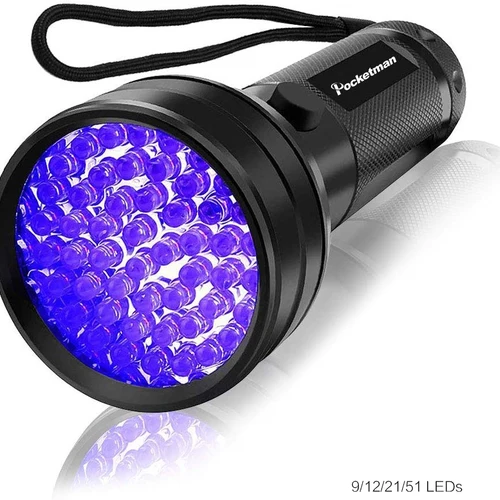 고품질 블랙 라이트 UV 라이트, 51LED 21LED 12LED UV 라이트, 395-400nm LED UV 손전등, 토치 라이트 램프, 안전 UV 감지 