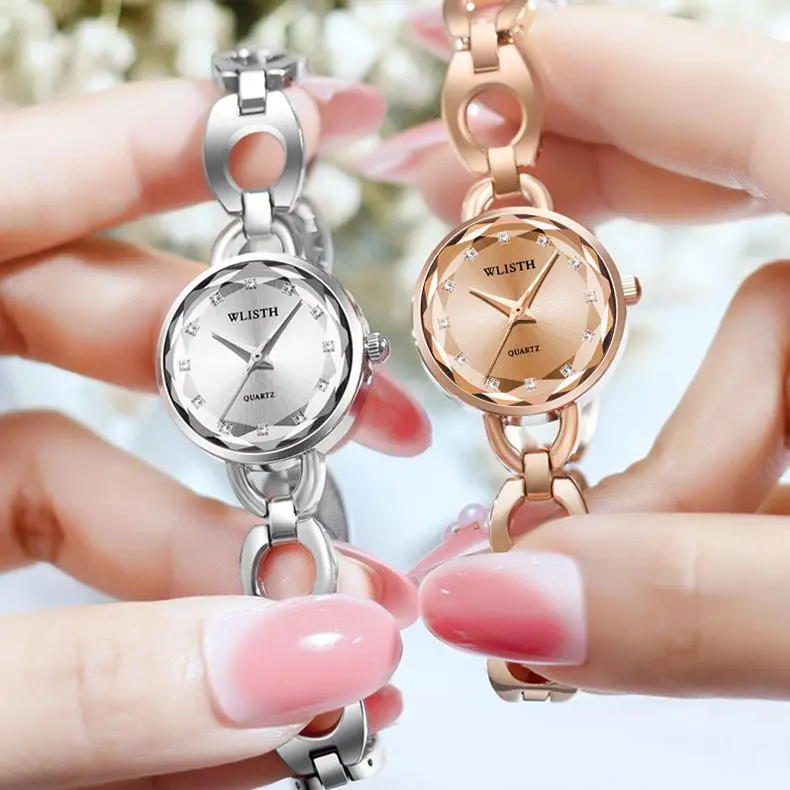 WLISTH-reloj con correa de acero fina para mujer, pulsera de cuarzo resistente al agua, elegante, para estudiantes