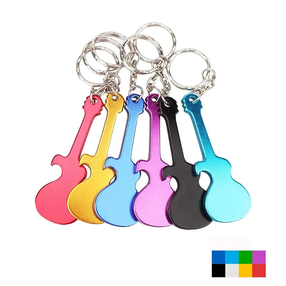 20pcs Random Color Guitar Bottle Opener Key chain Aluminum Alloy Beer Opener Key Rings For Gifts Activities Small Gifts